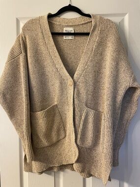 Abercrombie Beige Cardigan Chunky Knit Button-Front Size Medium